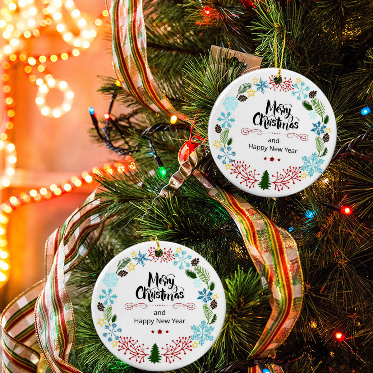 Christmas ceramic pendant