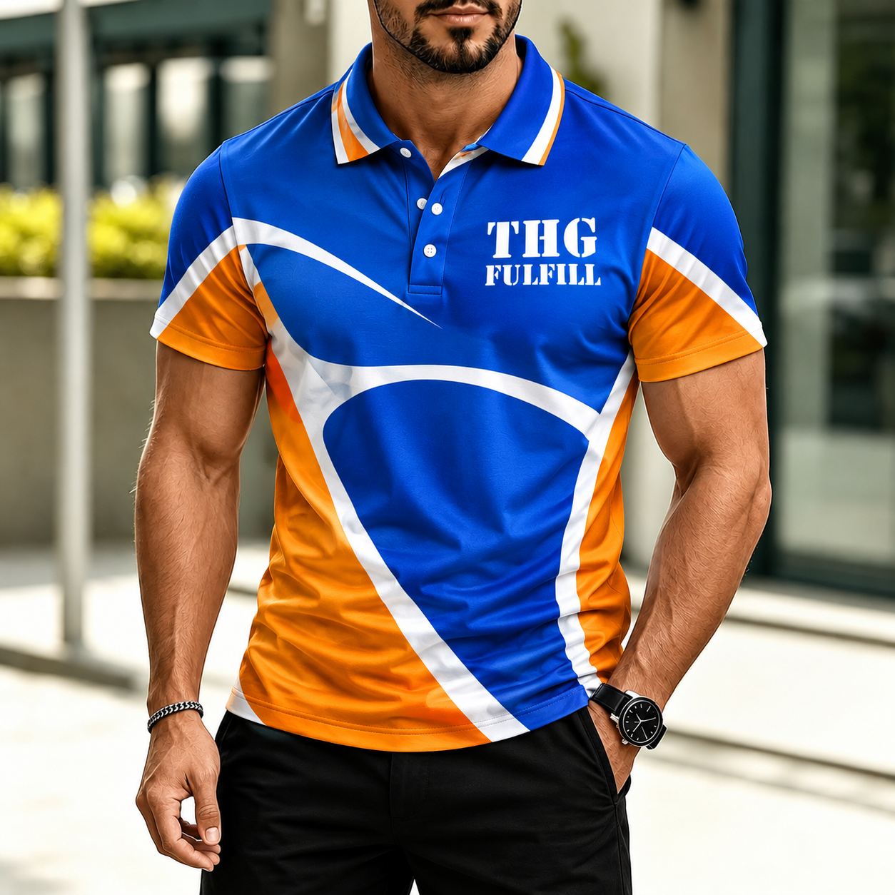 Full-width men’s polo shirt