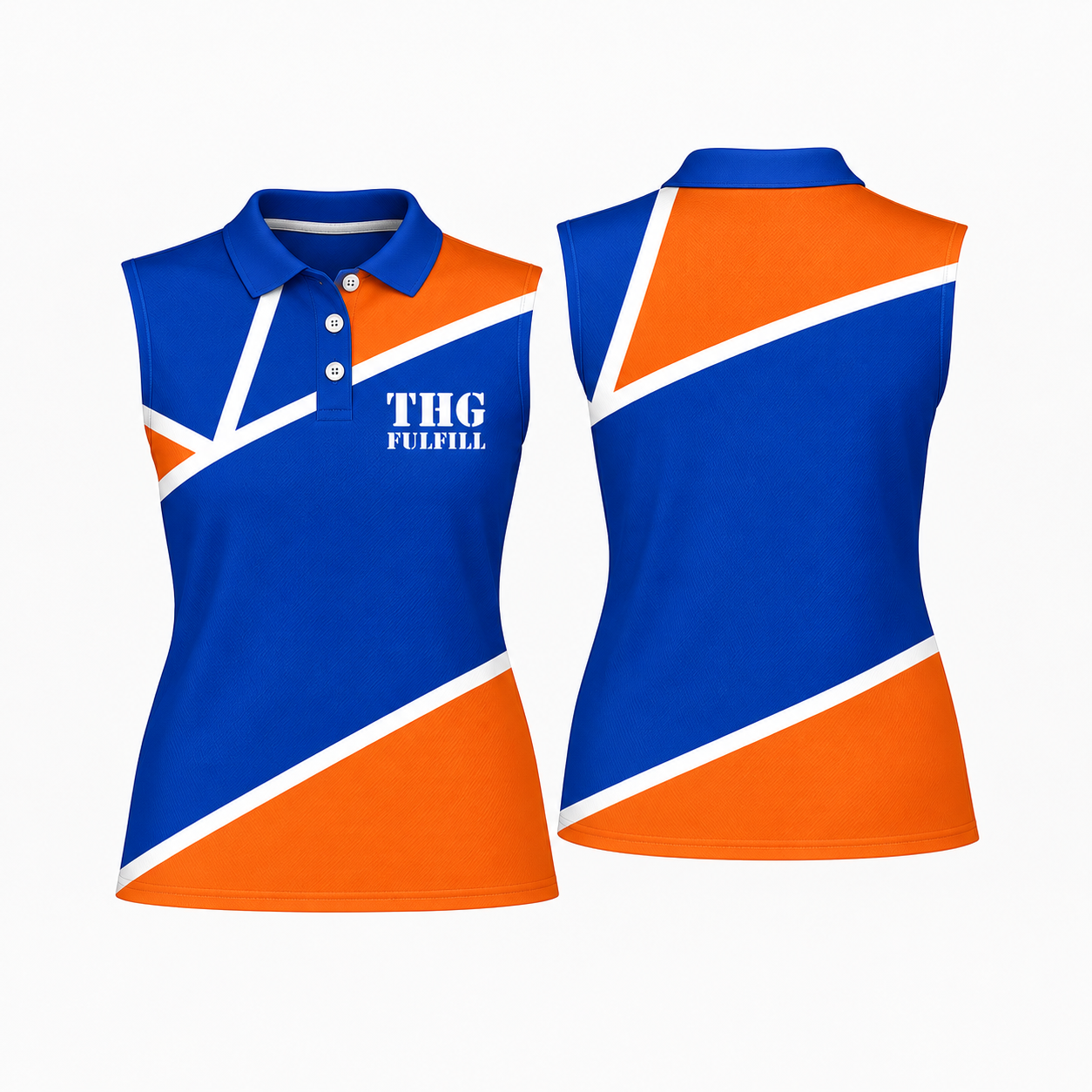 All-Over Print Embroidered Women's Sleeveless Performance Polo Shirt