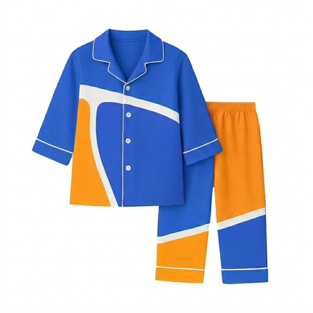 All-over Print Kid Satin Long-Sleeve Pajama Set