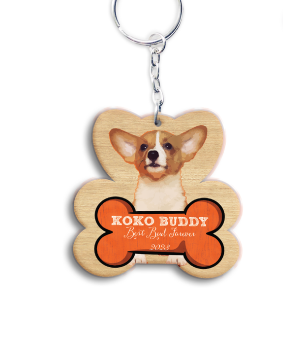 Custom Shape Wooden Keychain - One Side