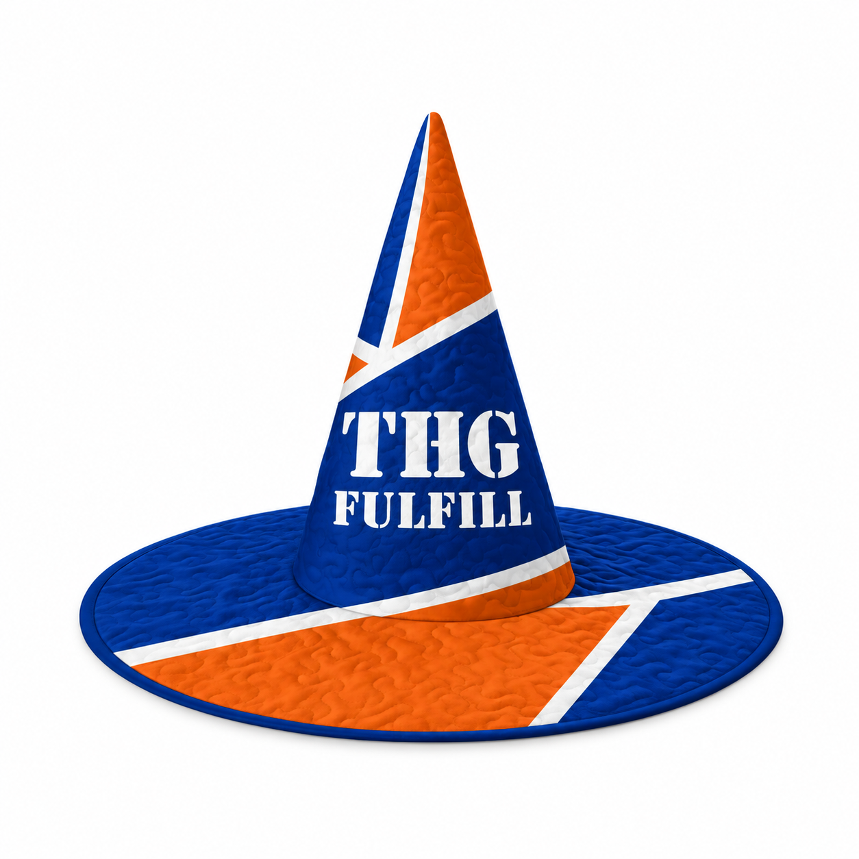 A quilted embroidered witch's hat